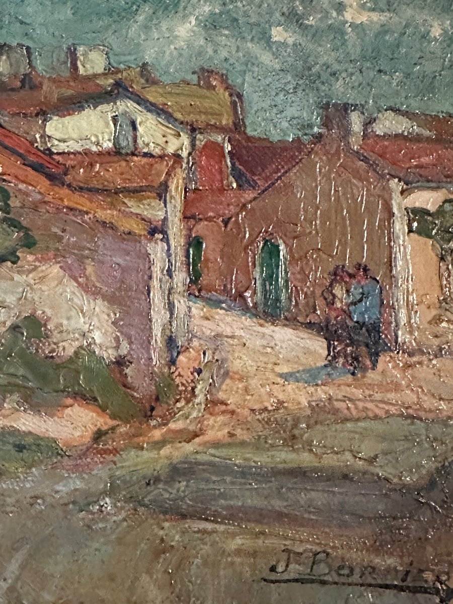 Village Du Midi. Huile Sur Toile Jacques Bordier XX ème. -photo-1