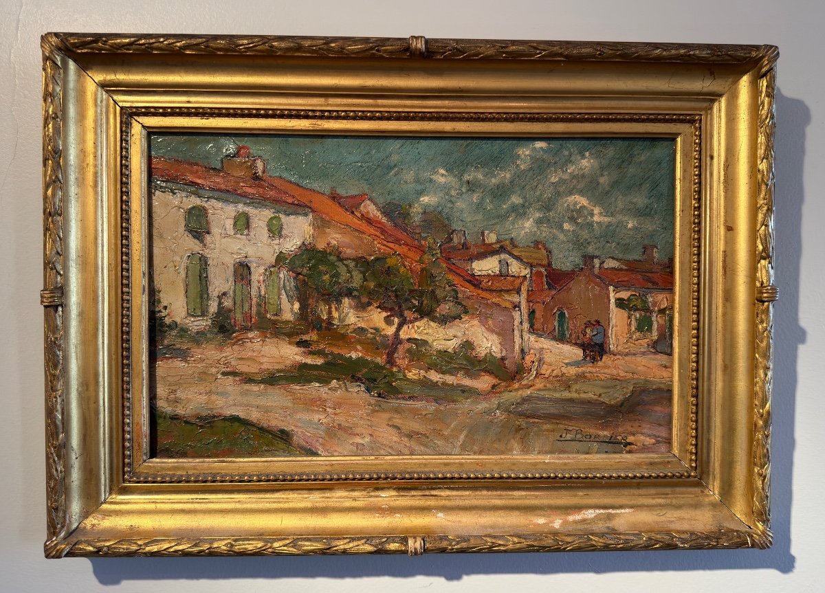 South Village. Oil On Canvas Jacques Bordier XX Th.