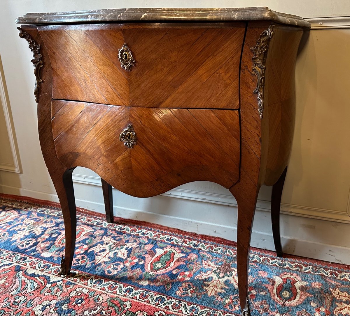 Small Louis XV Commode From Early XIXth Century. In Marquetry.-photo-1