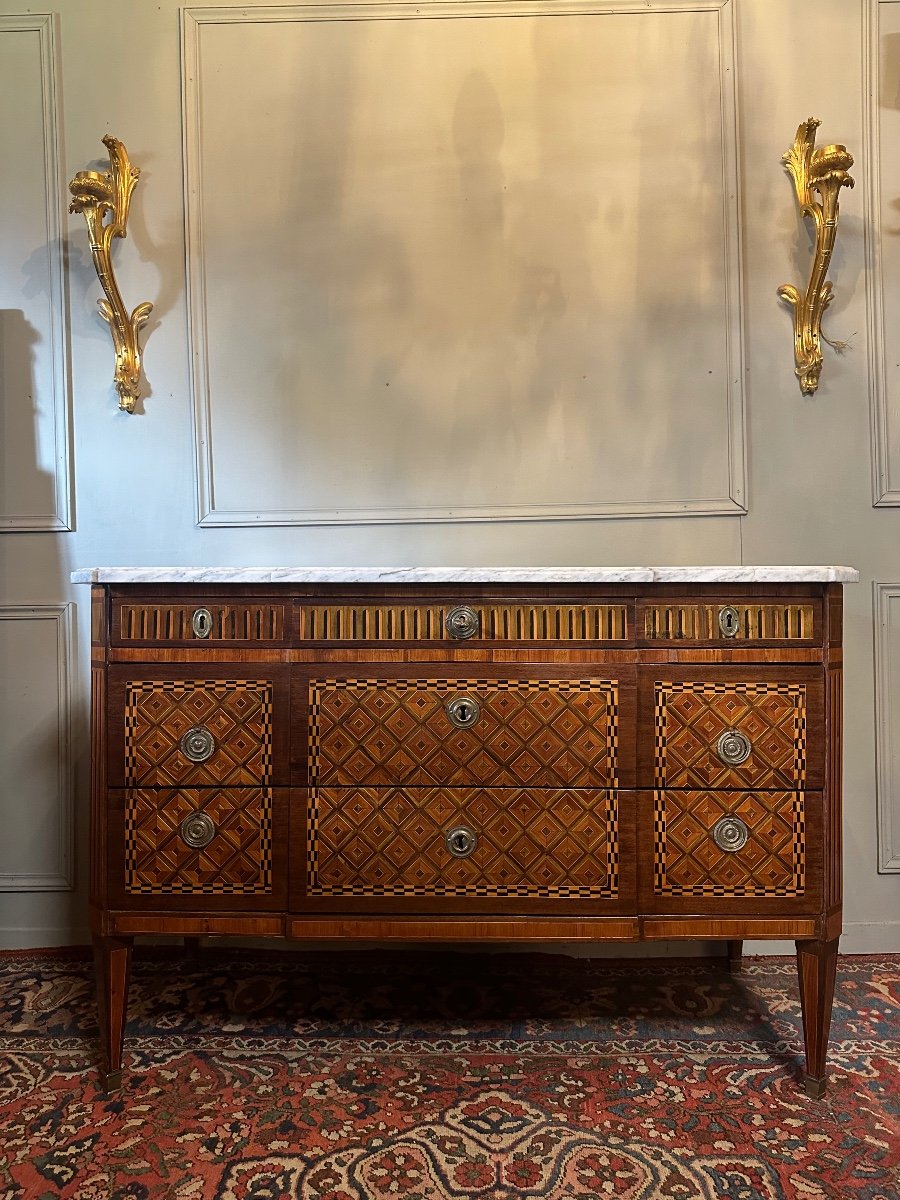 Louis XVI Commode In Marquetry, Stamped Etienne Avril.-photo-8