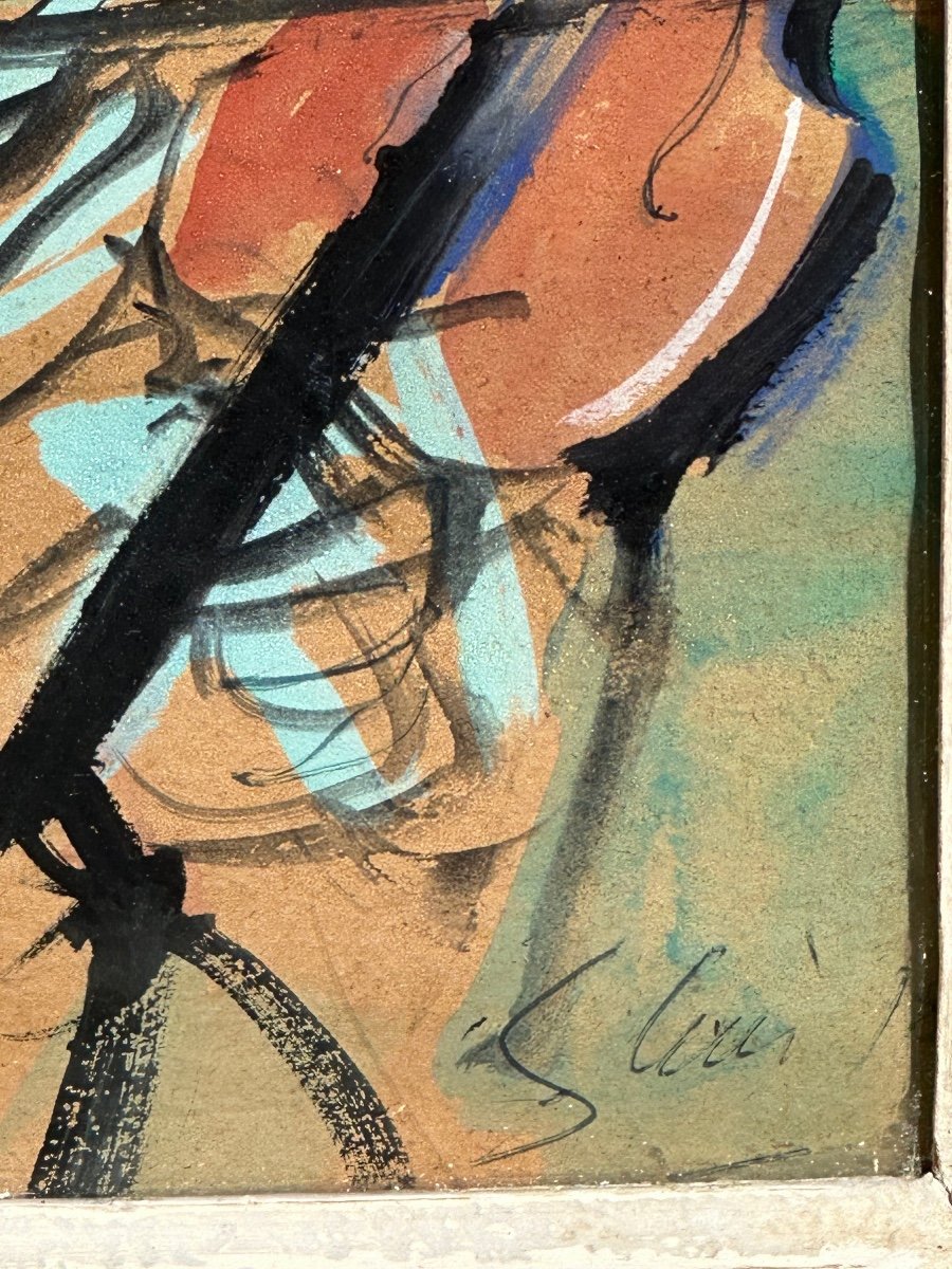 Enzo Cini  ( 1921- 2002 ). Gouache Sur Papier. -photo-1