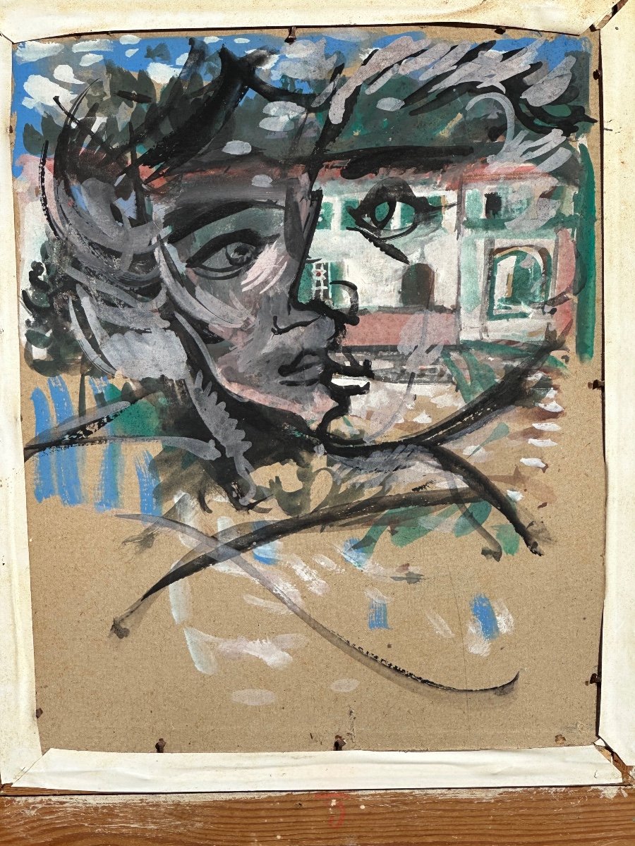Enzo Cini  ( 1921- 2002 ). Gouache Sur Papier. -photo-3