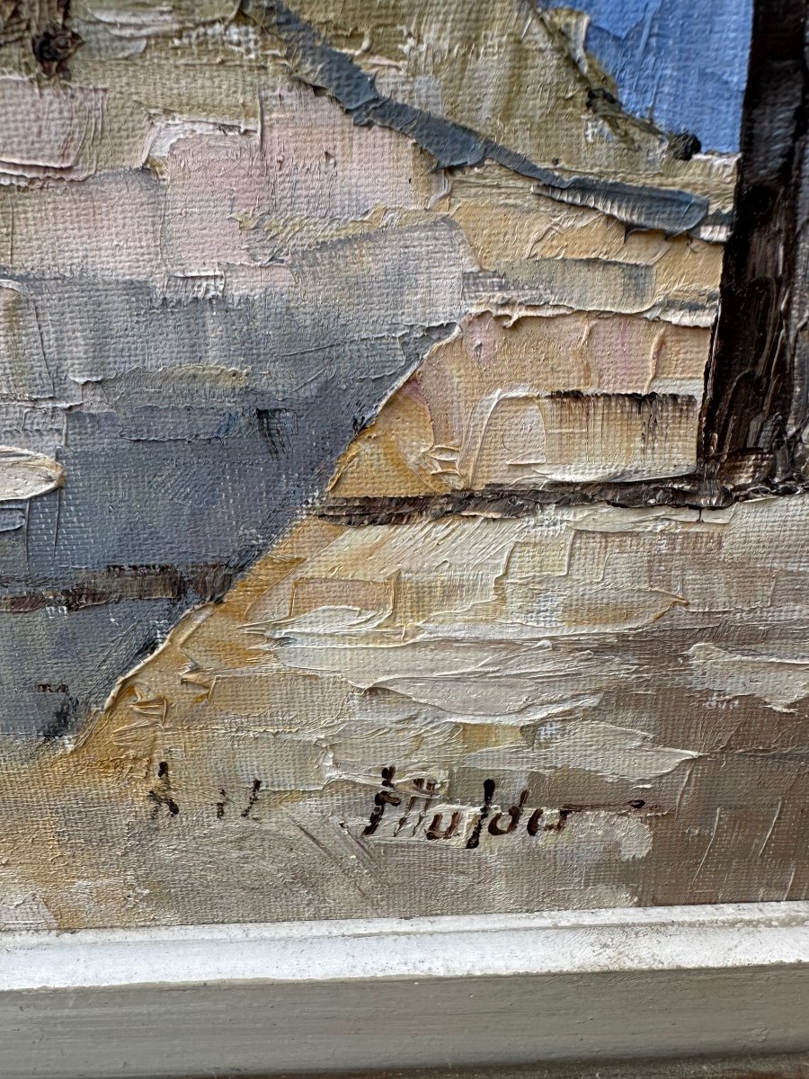 Montmartre Paris. The Place Du Tertre. The Sacred Heart. Oil On Canvas .-photo-4