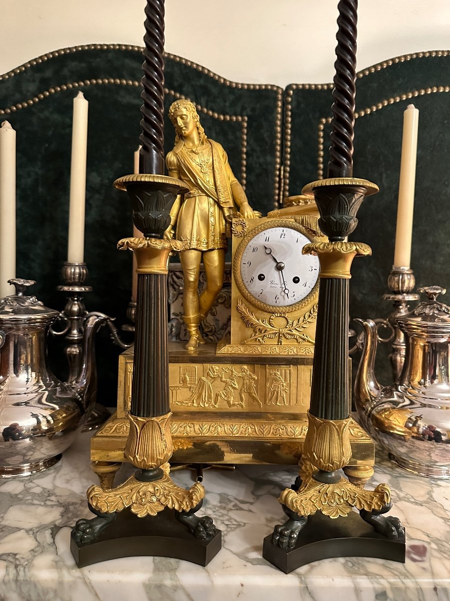 Pair Bronze Torches / Candlesticks.