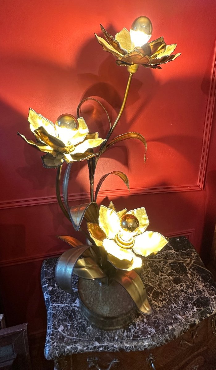 1970' Maison Jansen. Illuminating Plant Lamp, Three Heads.-photo-2