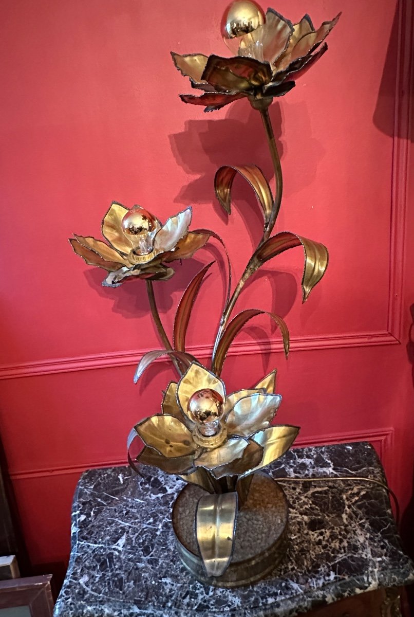 1970' Maison Jansen. Illuminating Plant Lamp, Three Heads.-photo-3