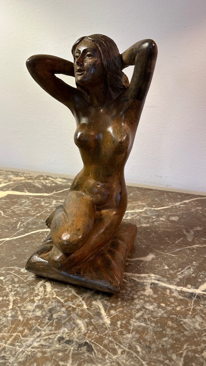 Bronze By Pierre Chenet. Woman Sitting. -photo-2