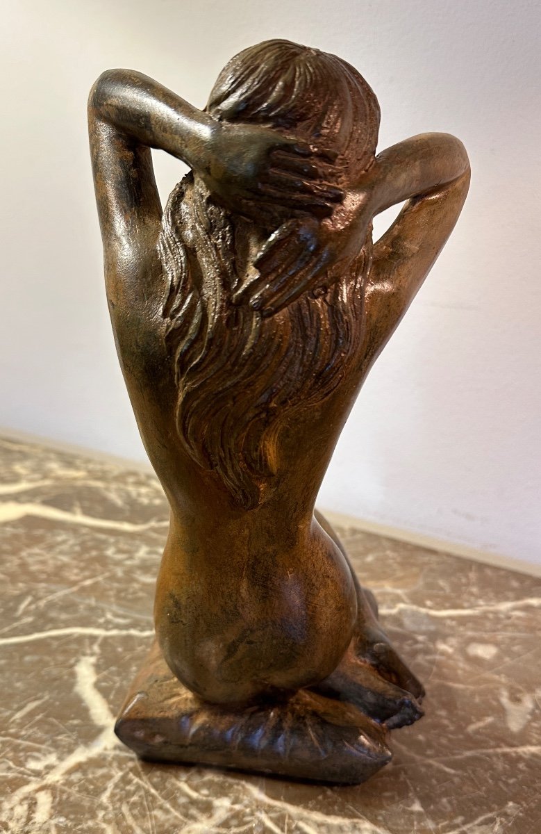 Bronze By Pierre Chenet. Woman Sitting. -photo-4