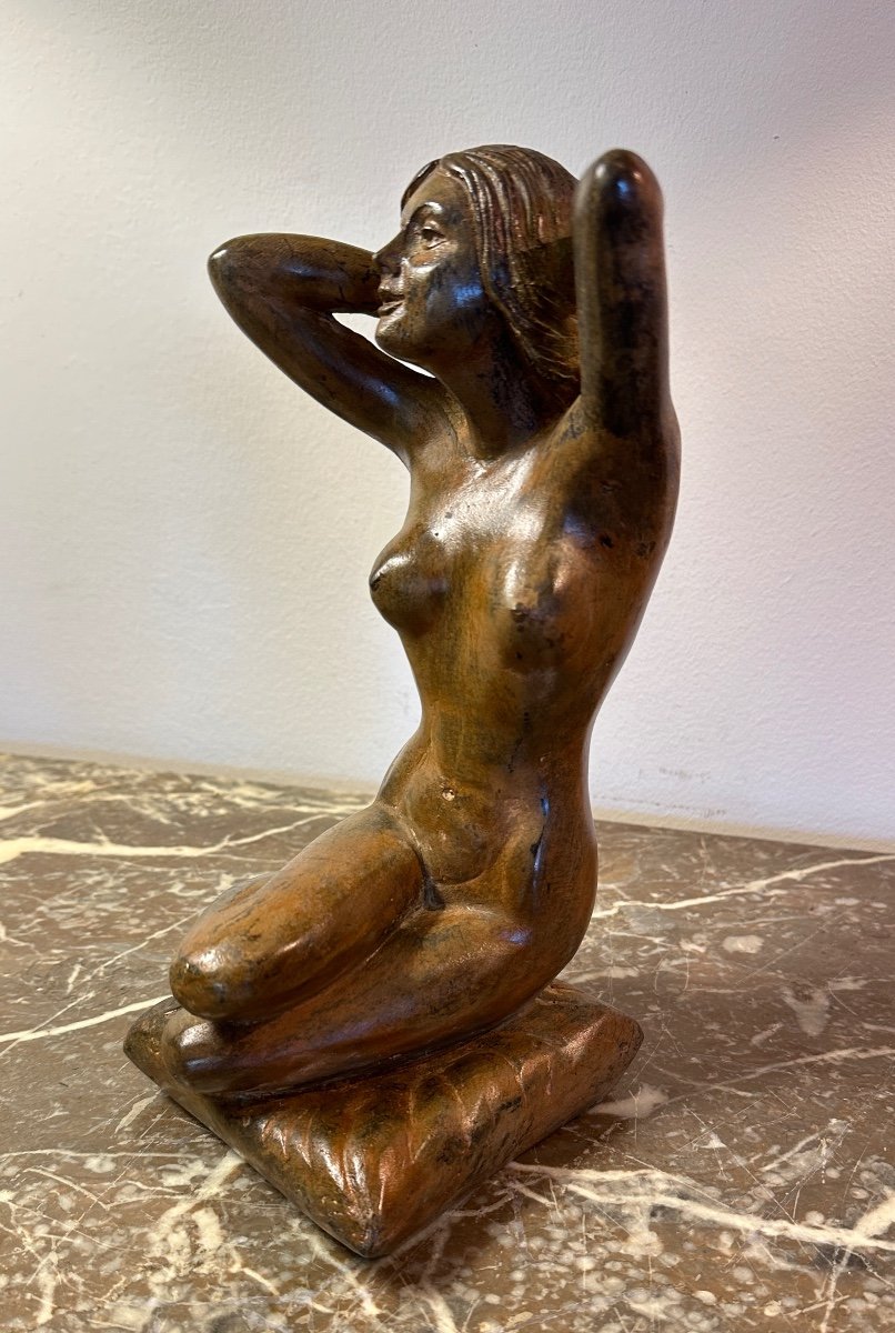 Bronze By Pierre Chenet. Woman Sitting. 