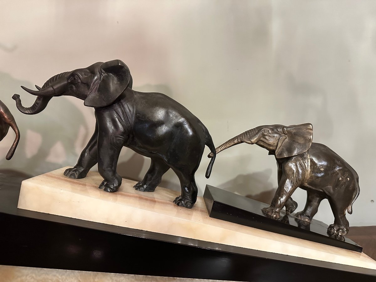 Pendule Aux éléphants D’époque Art - Déco. -photo-2