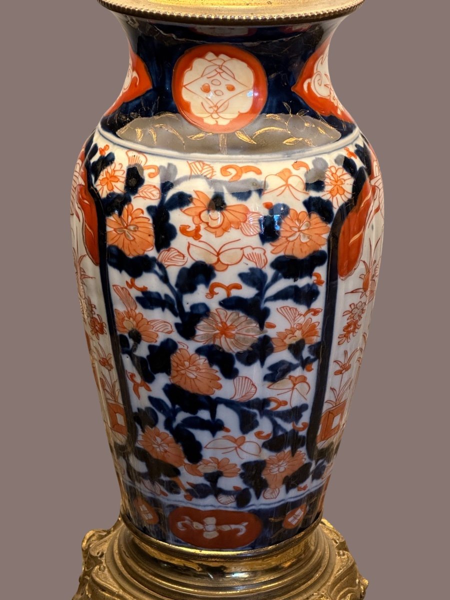 Porcelain Lamp From Imari Japan 19th Century. -photo-3