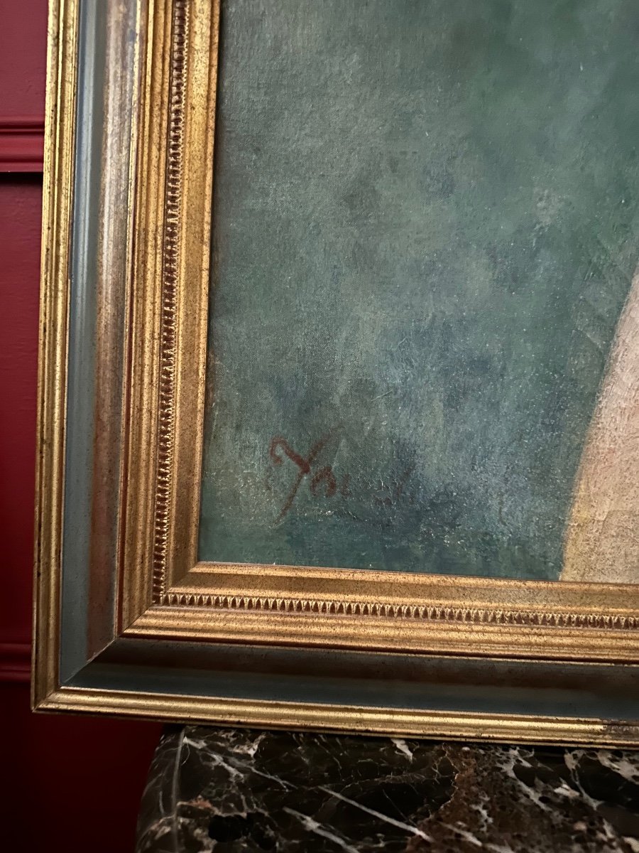 Nu. Huile Sur Toile « la Femme à La Colombe ».  Epoque Art Déco. -photo-2