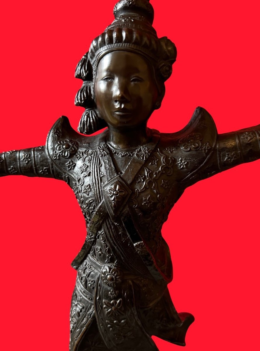 Sculpture Bronze Danseuse Apsara Khmer Cambodge XIX ème. -photo-2
