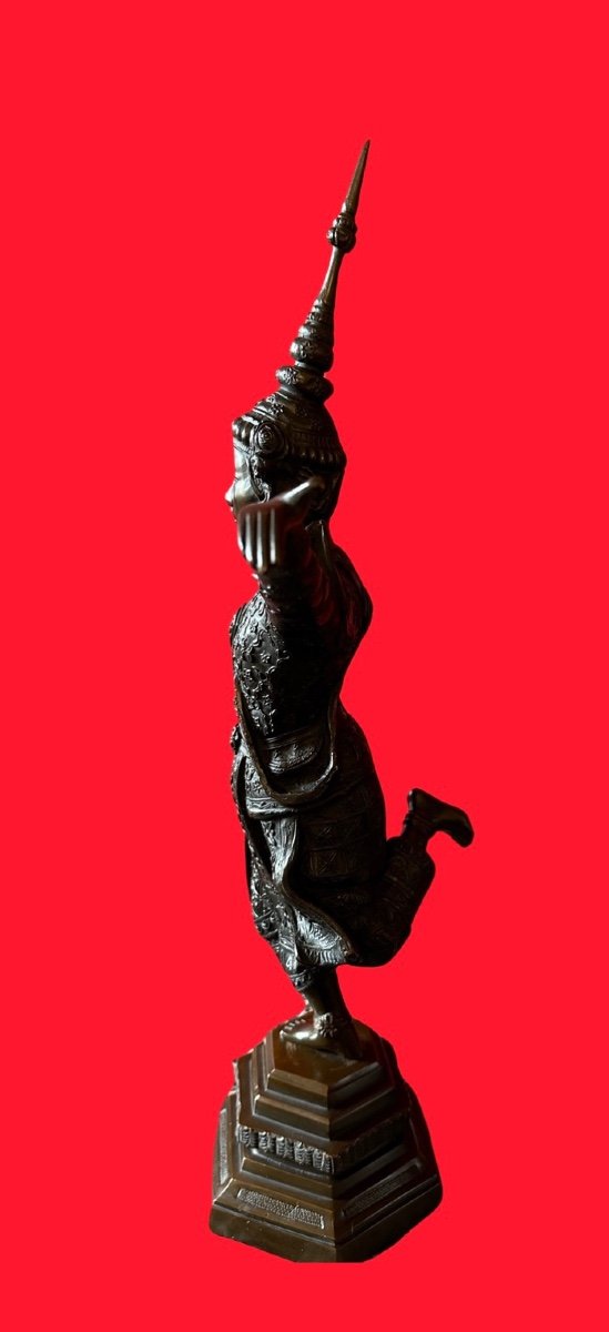Sculpture Bronze Danseuse Apsara Khmer Cambodge XIX ème. -photo-3