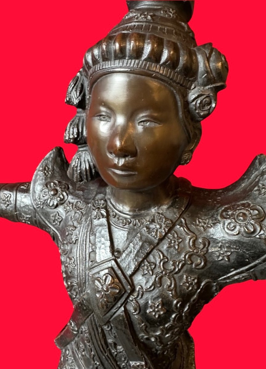 Sculpture Bronze Danseuse Apsara Khmer Cambodge XIX ème. -photo-5