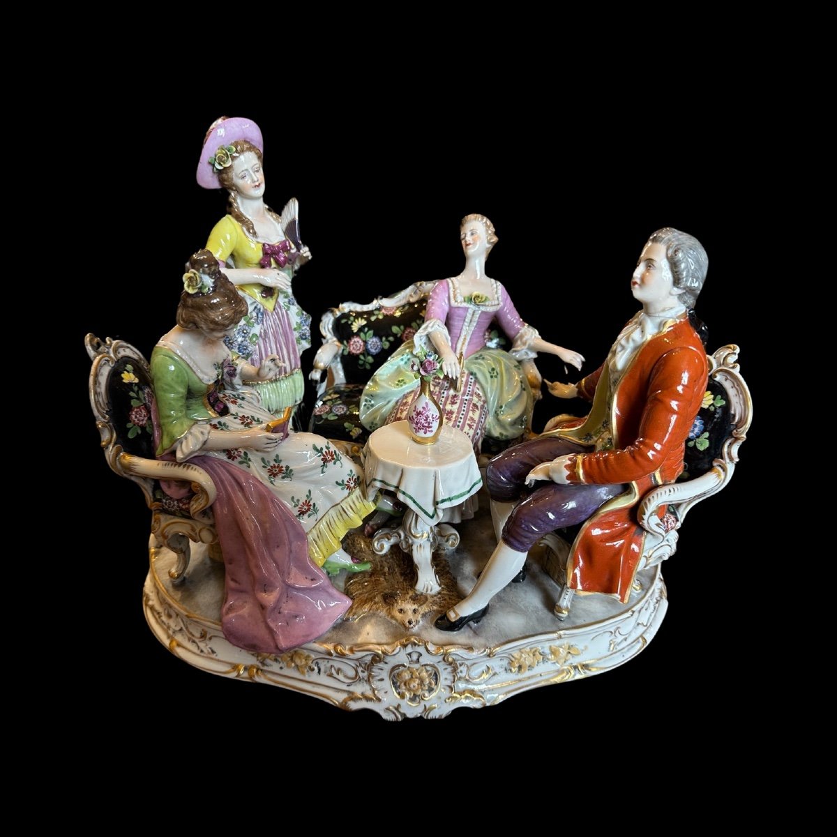 Groupe Porcelaine De Saxe D’époque XIX ème. -photo-1