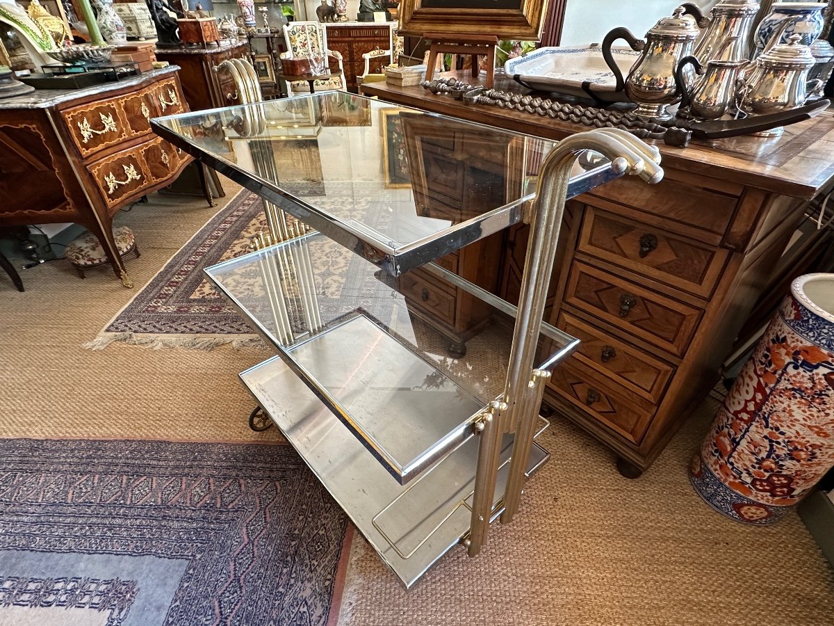 Hollywood Regency Style Rolling Table / Serving Cart. -photo-2
