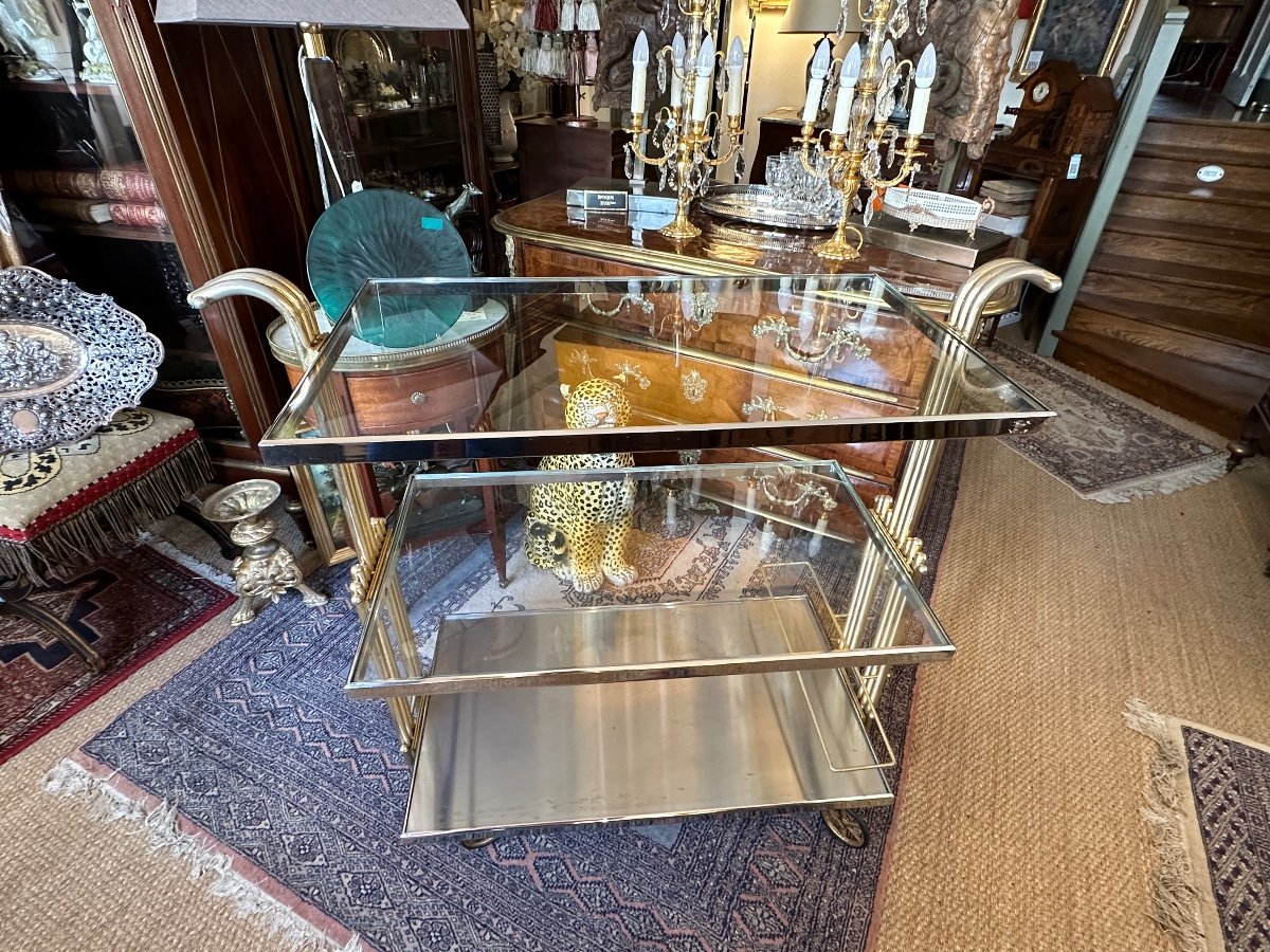 Hollywood Regency Style Rolling Table / Serving Cart. -photo-3