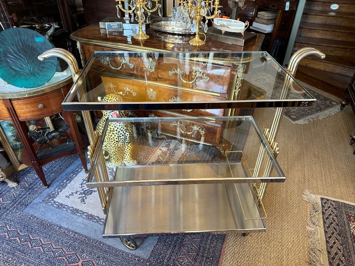 Hollywood Regency Style Rolling Table / Serving Cart. 