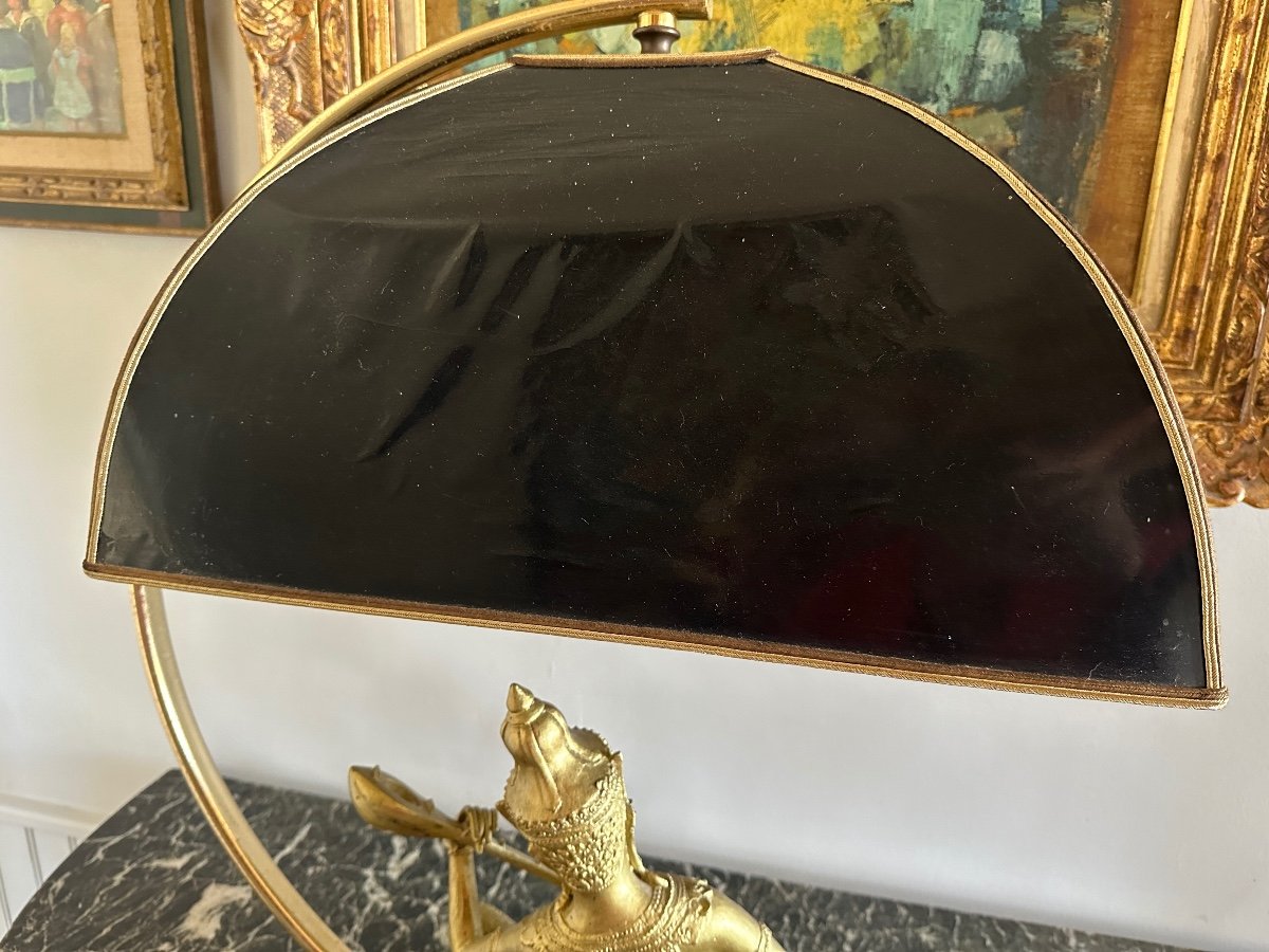 Seated Buddha Lamp In Golden Bronze -photo-1