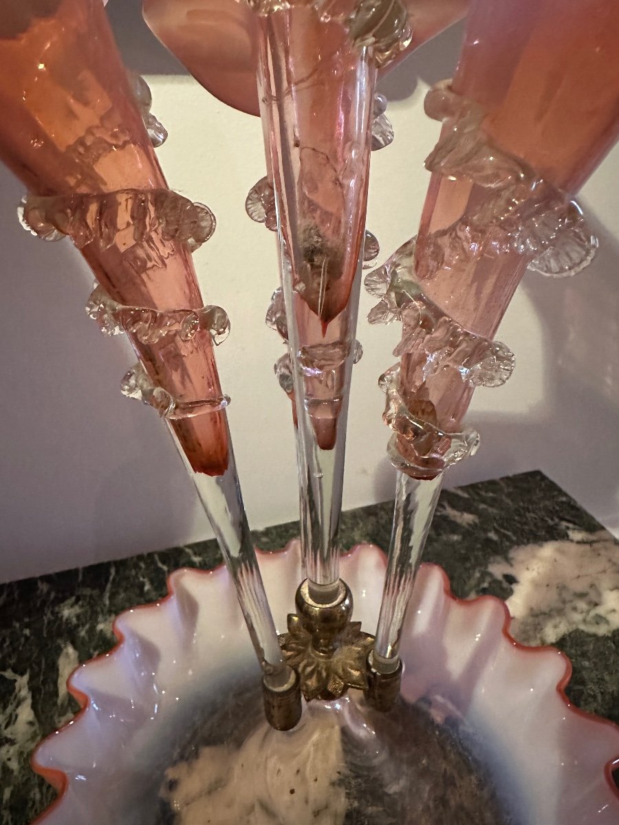 Large Tulip Tree, 19th Century Murano Glass Centerpiece. -photo-3