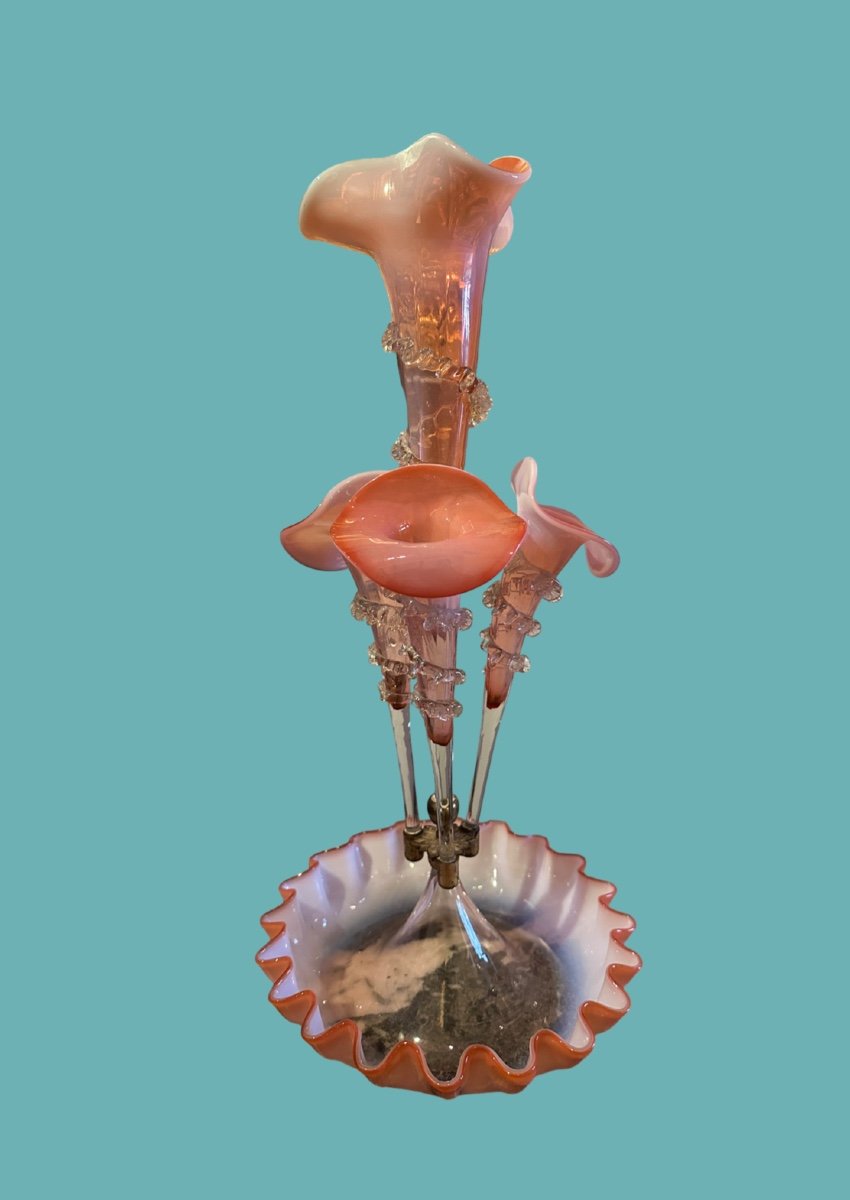 Large Tulip Tree, 19th Century Murano Glass Centerpiece. -photo-3