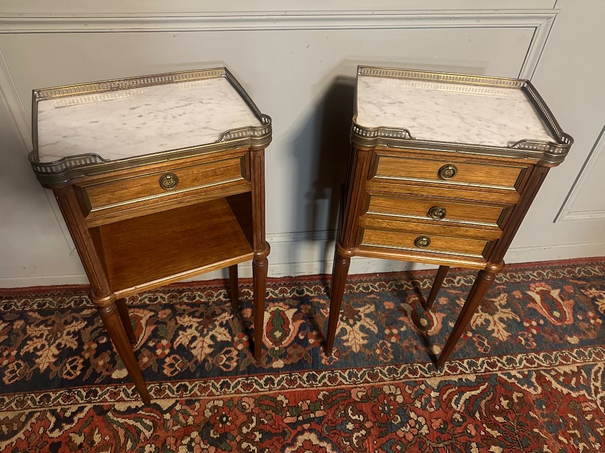 Pair Of Louis XVI Style Nightstands In Mahogany. -photo-3