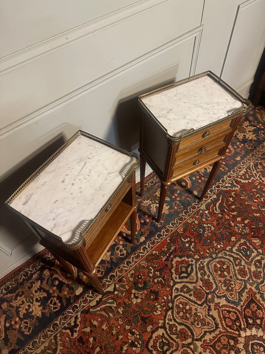 Pair Of Louis XVI Style Nightstands In Mahogany. -photo-1