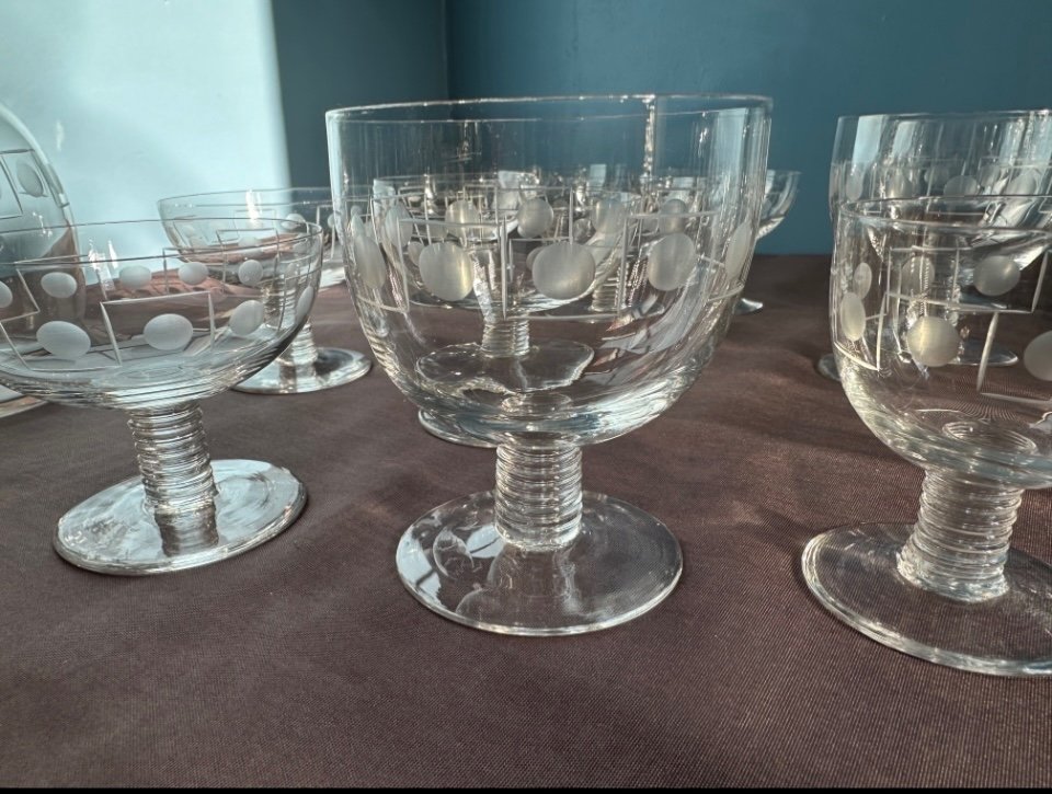 Art Deco Cut Crystal Glassware Set. -photo-1