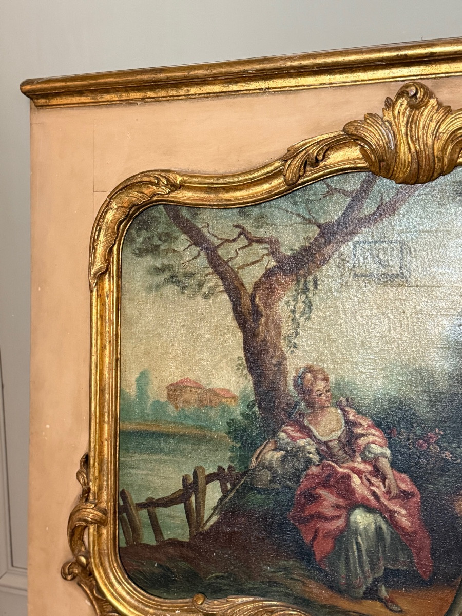 Louis XV Style Trumeau In Painted Wood. -photo-4