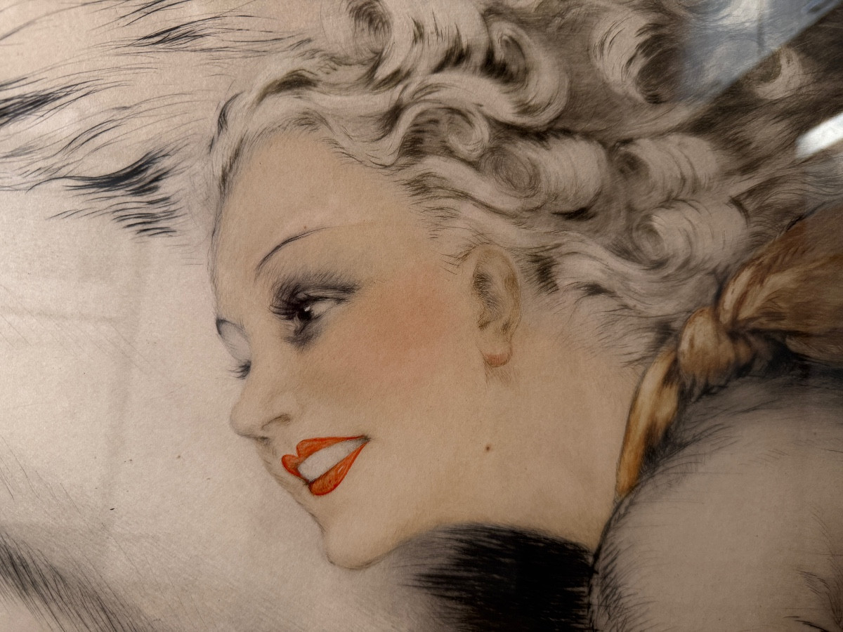 Louis Icart ( 1888 - 1950  ) Pur Sang  (1938 ) Eau Forte Couleur. -photo-2