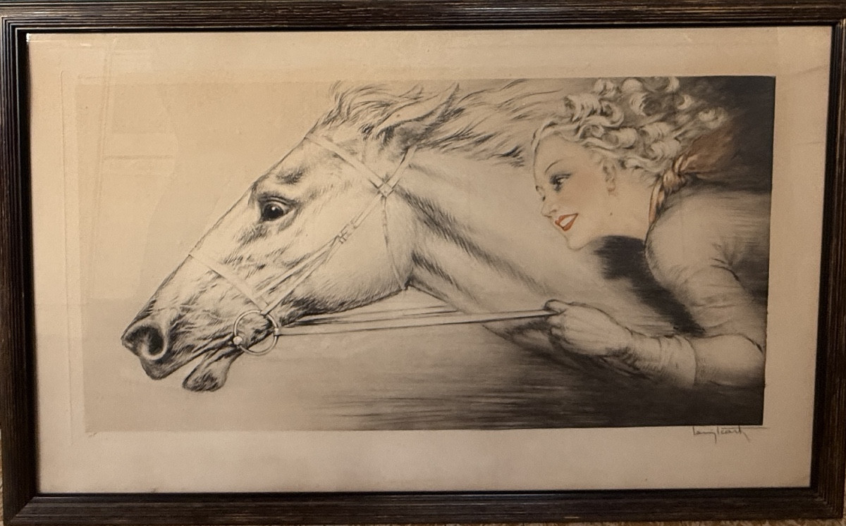 Louis Icart ( 1888 - 1950  ) Pur Sang  (1938 ) Eau Forte Couleur. -photo-4