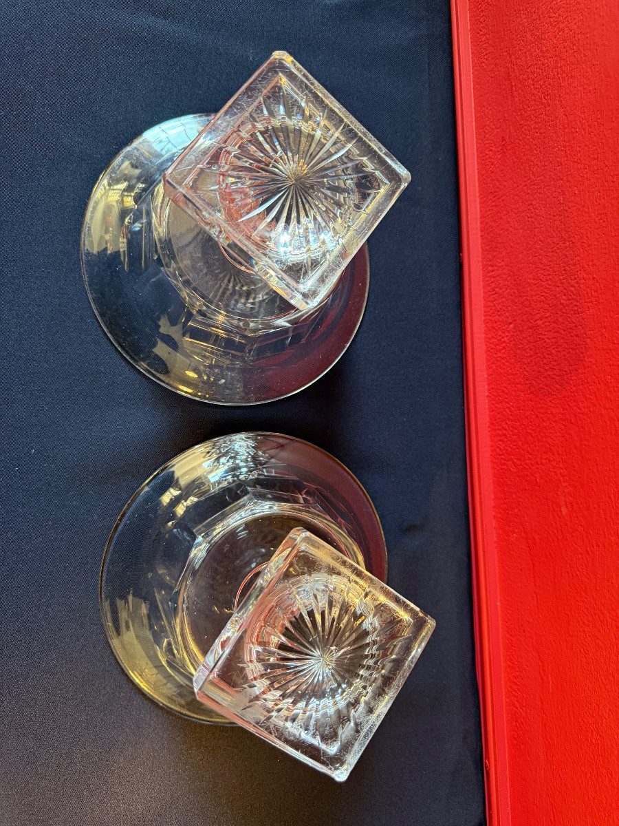 Pair Of Harcourt Baccarat Crystal Cups From The 19th Century. -photo-4
