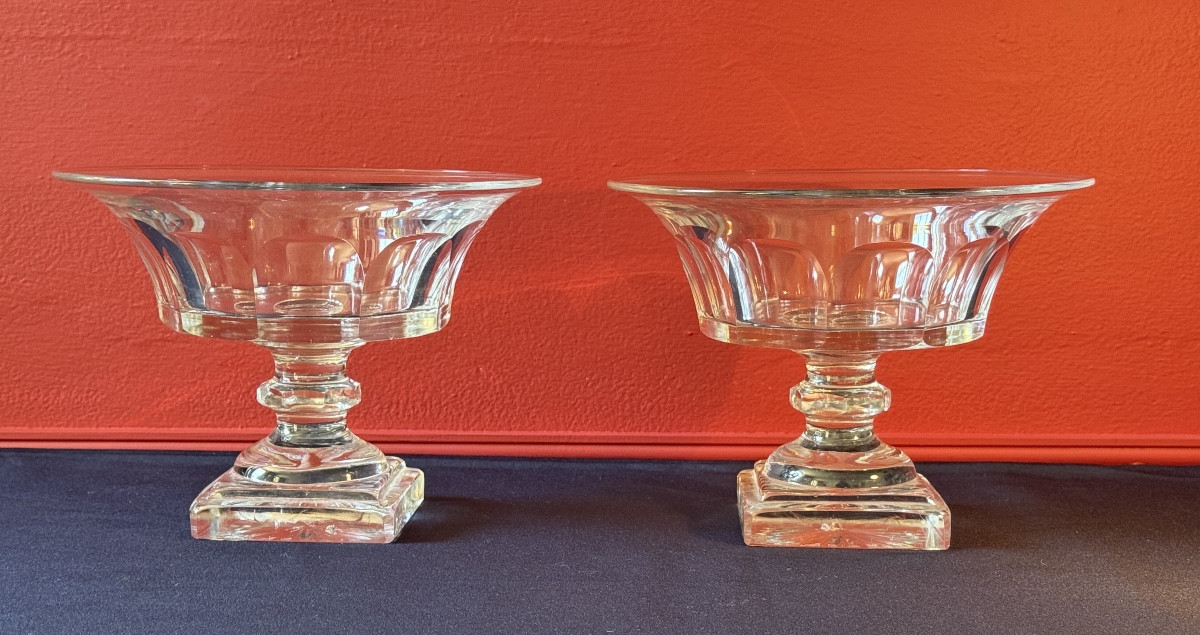 Pair Of Harcourt Baccarat Crystal Cups From The 19th Century. 