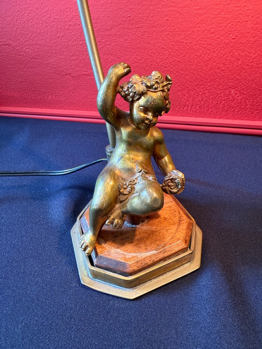 Paire de lampes de table aux amours en bronze, d'époque XIX  ème. -photo-3