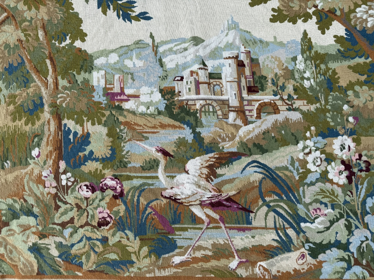 Aubusson Tapestry In Petit Point. 20th Century. -photo-2