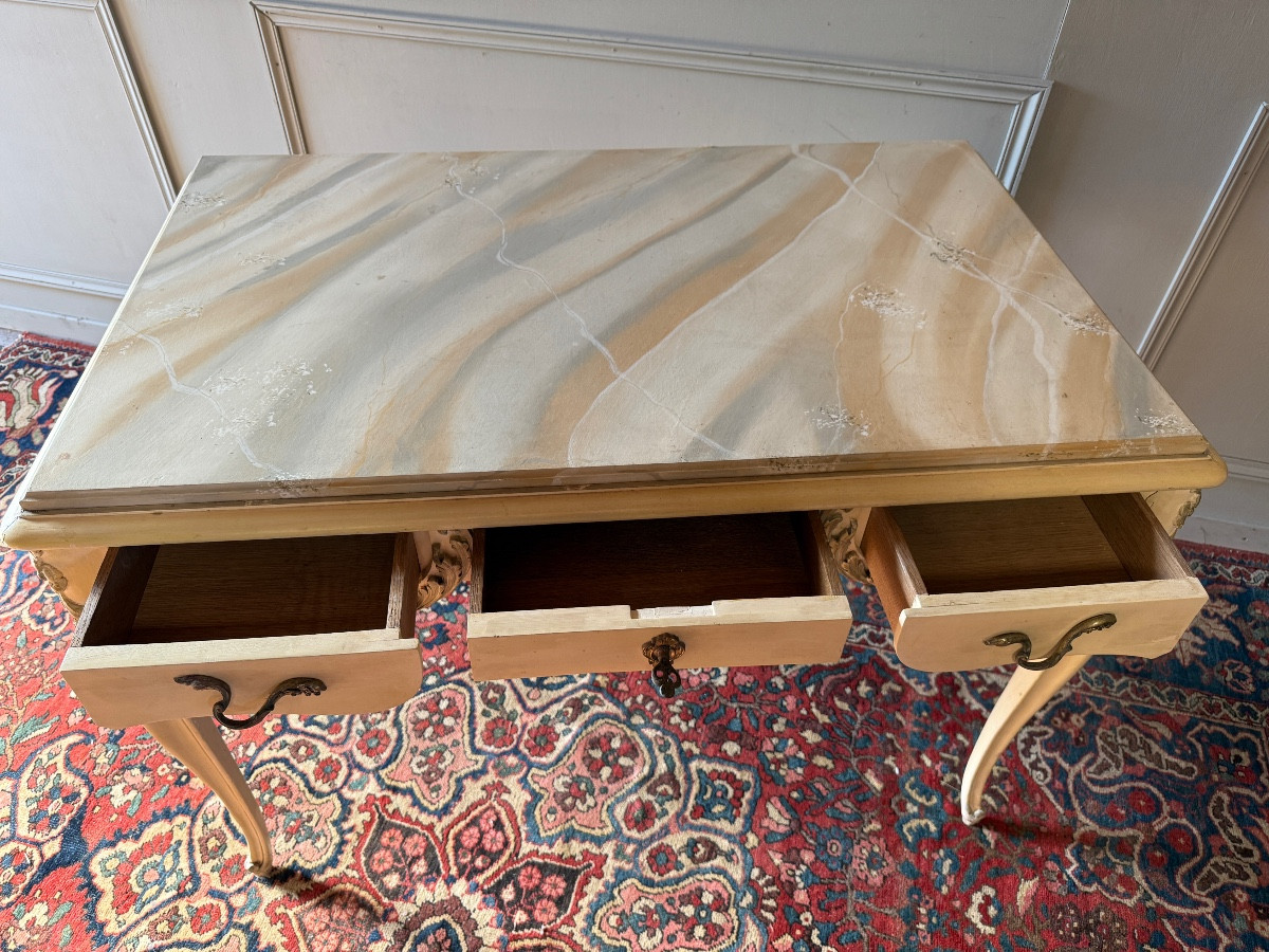 Louis XV Style Desk In Painted Wood. -photo-3