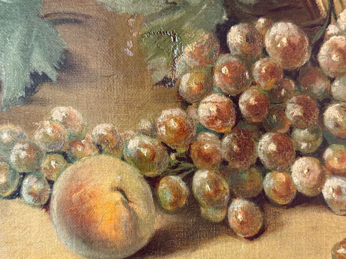 S.Rosa Guibert 1913.  Nature morte aux fruits. Huile sur toile. -photo-3