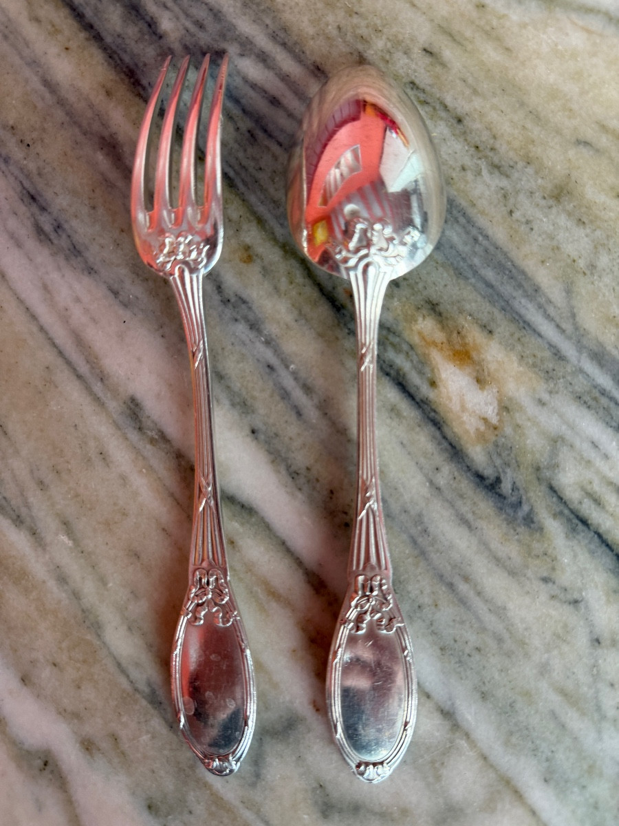 Christofle. Louis XVI Dessert Cutlery Set-photo-2