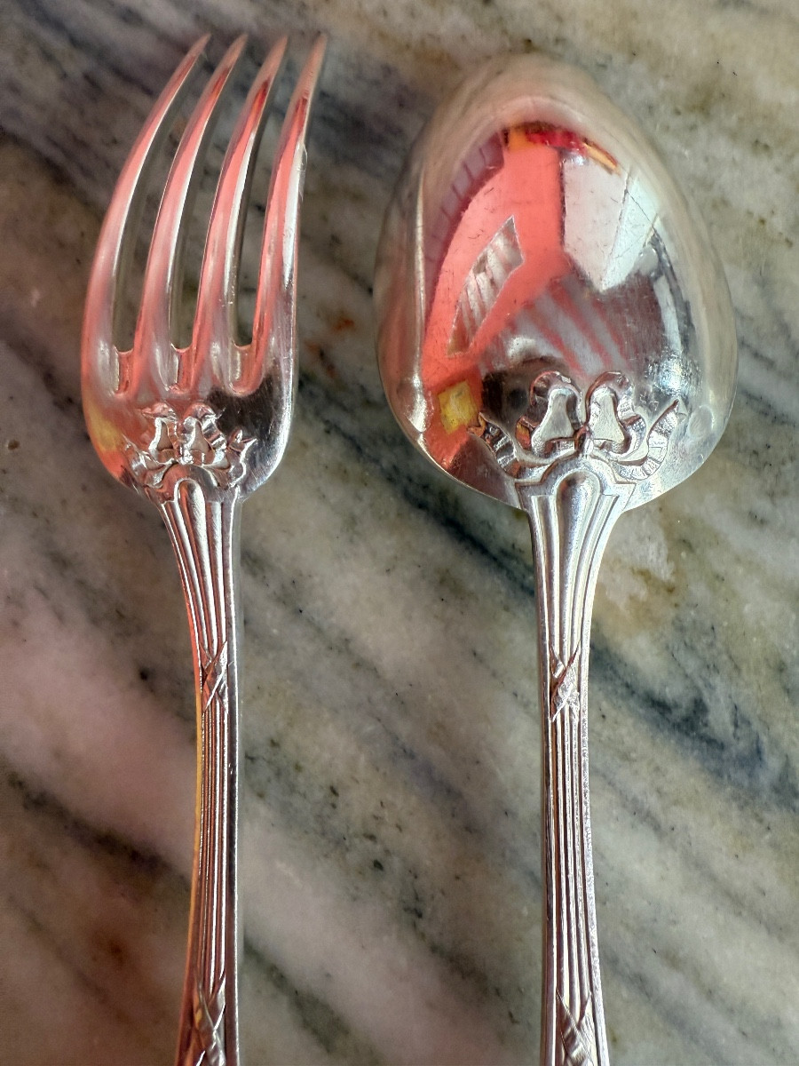 Christofle. Louis XVI Dessert Cutlery Set-photo-1