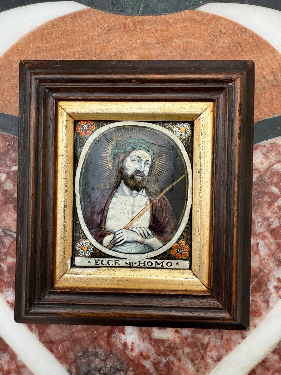 Limoges Laudin Enamel Plaque, 17th Century. -photo-4