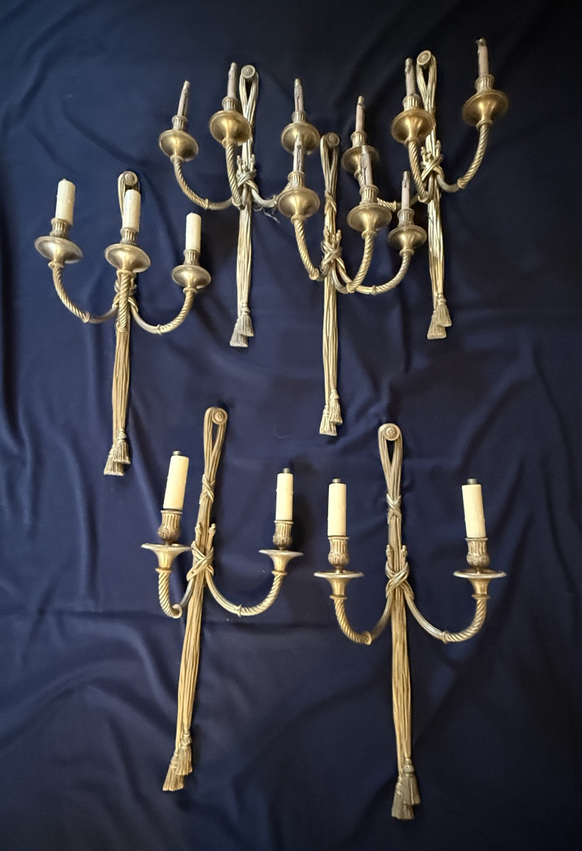 Ensemble De Six Appliques De Style Louis XVI à Rubans Et Passementeries d'époque XIX ème.-photo-4