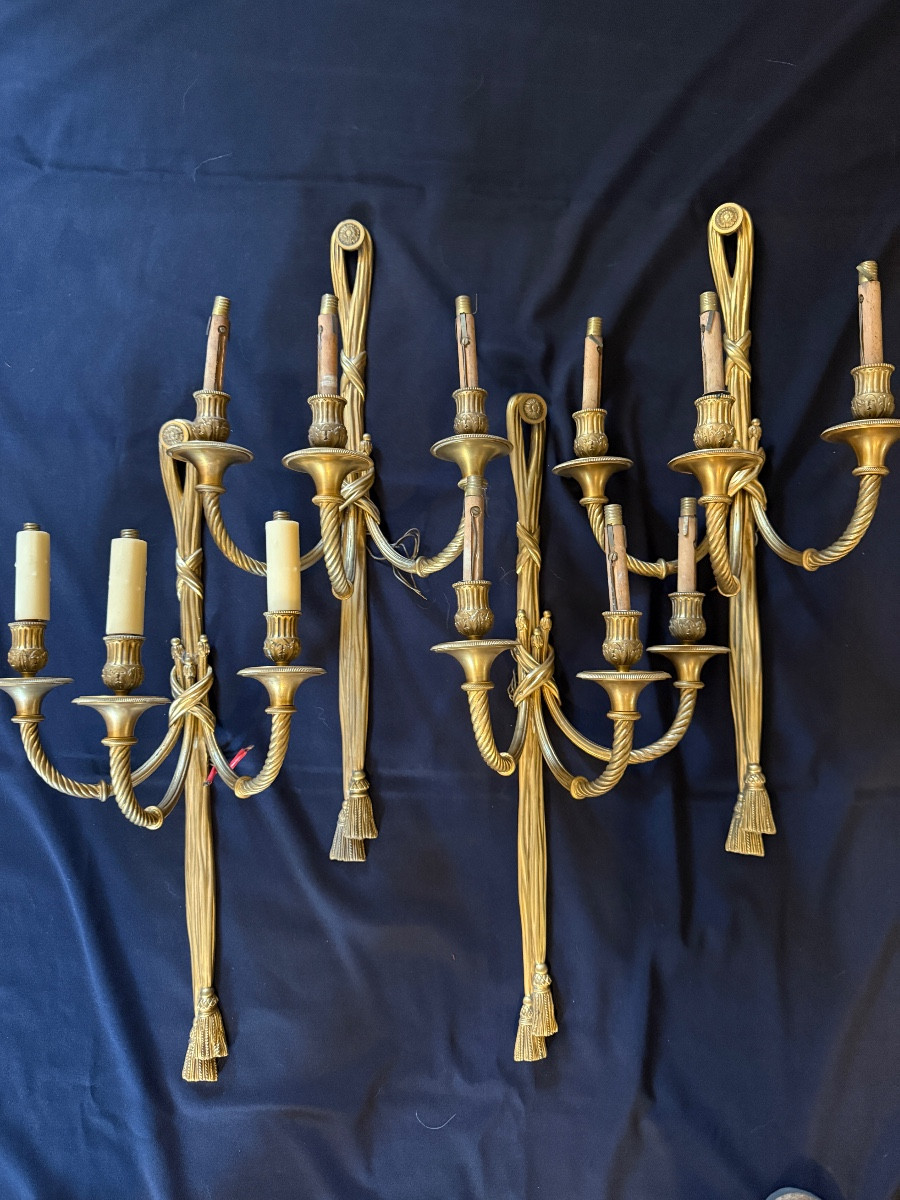 Ensemble De Six Appliques De Style Louis XVI à Rubans Et Passementeries d'époque XIX ème.-photo-8