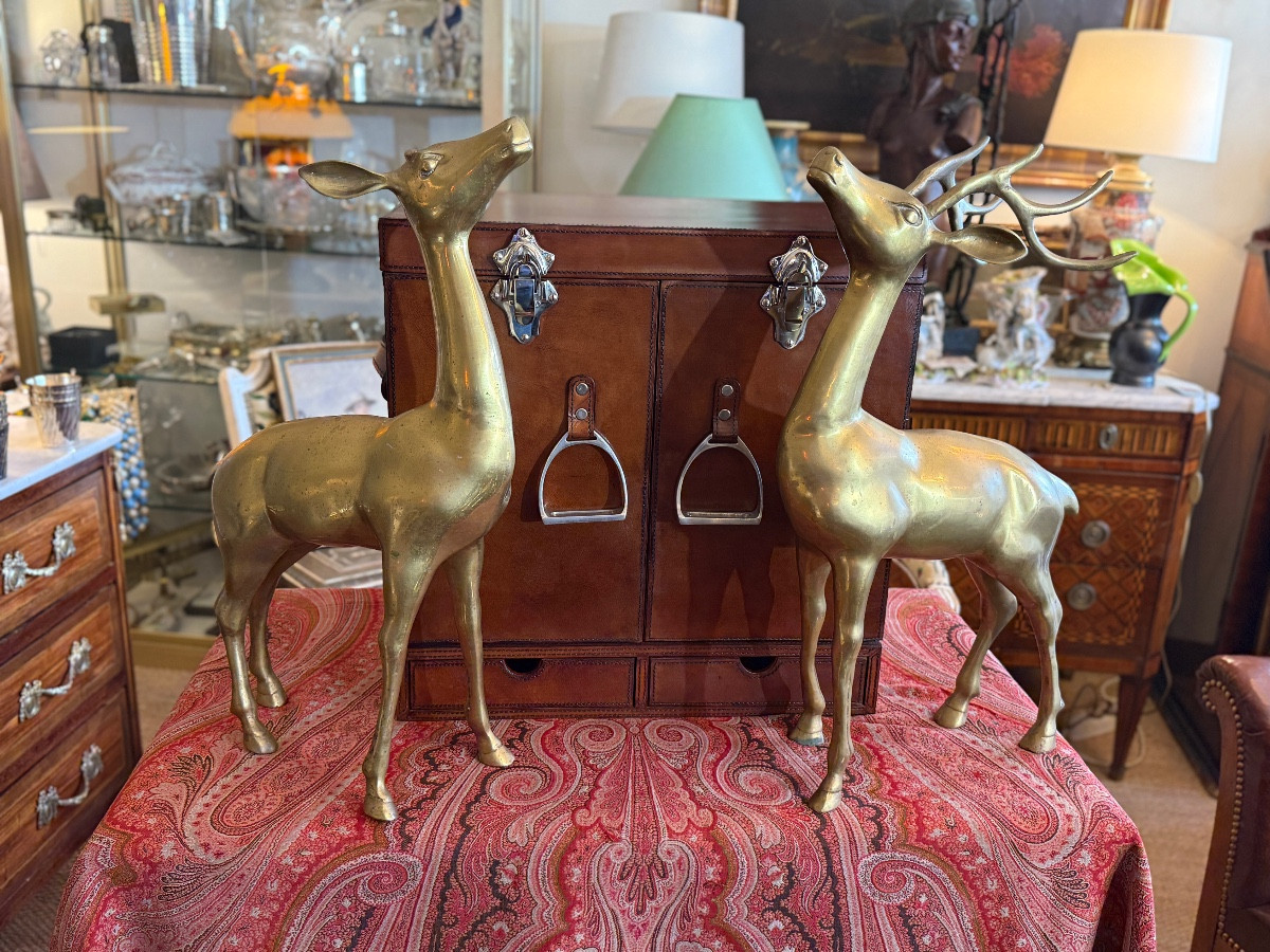 Paire de cerf et biche en laiton. Hollywood Regency ´1970. 