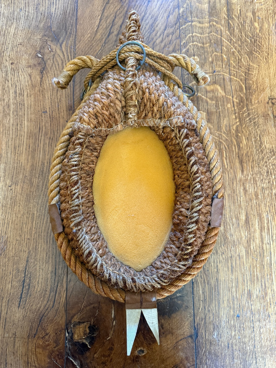 Rope And Leather Mirror By Audoux & Minet Mid 20th Century. -photo-1