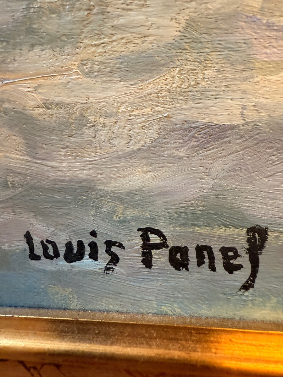 Louis Panel (1932 - 2018 ) "La Seine à Duclair ".  Huile sur toile. -photo-2