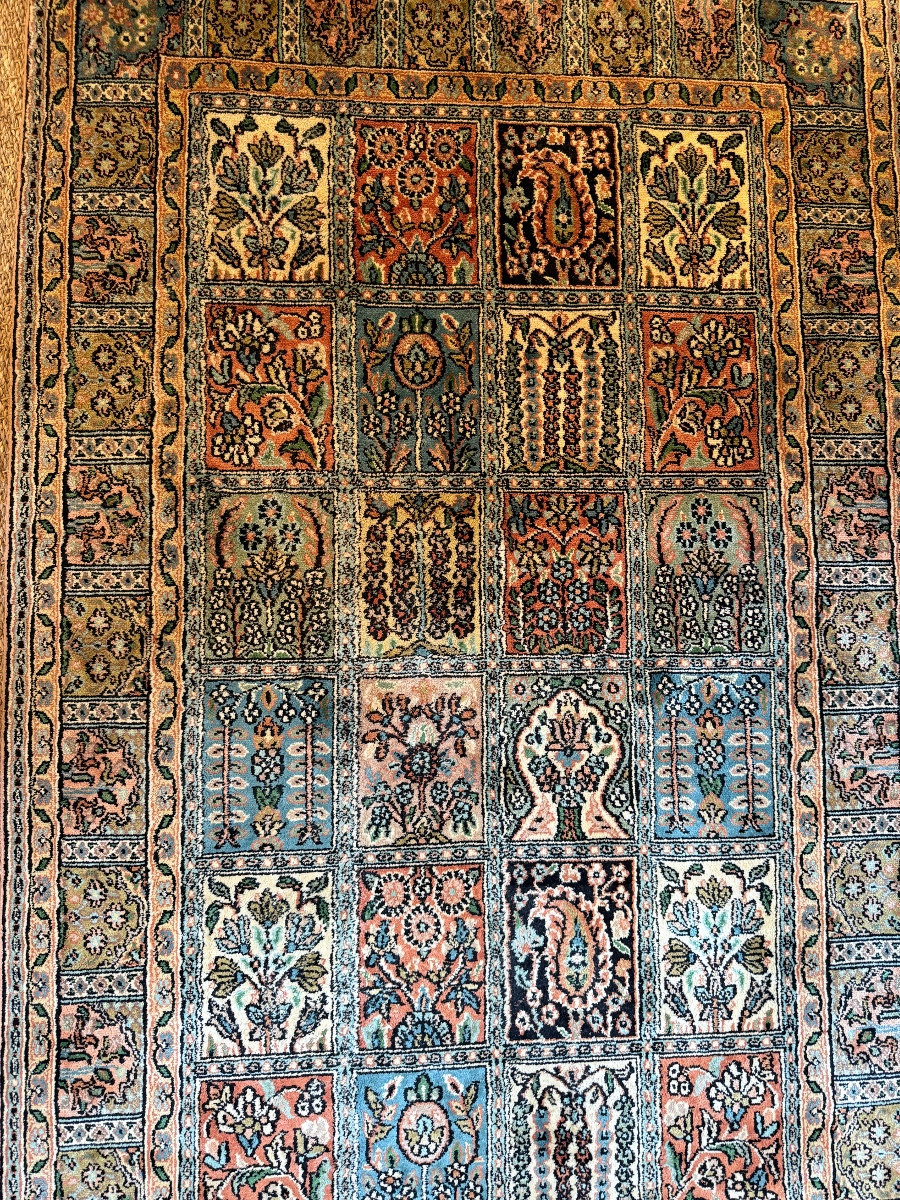 Tapis cachemire soie noué main. -photo-2