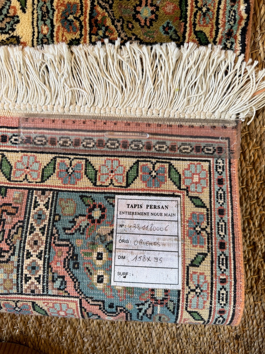 Tapis cachemire soie noué main. -photo-1