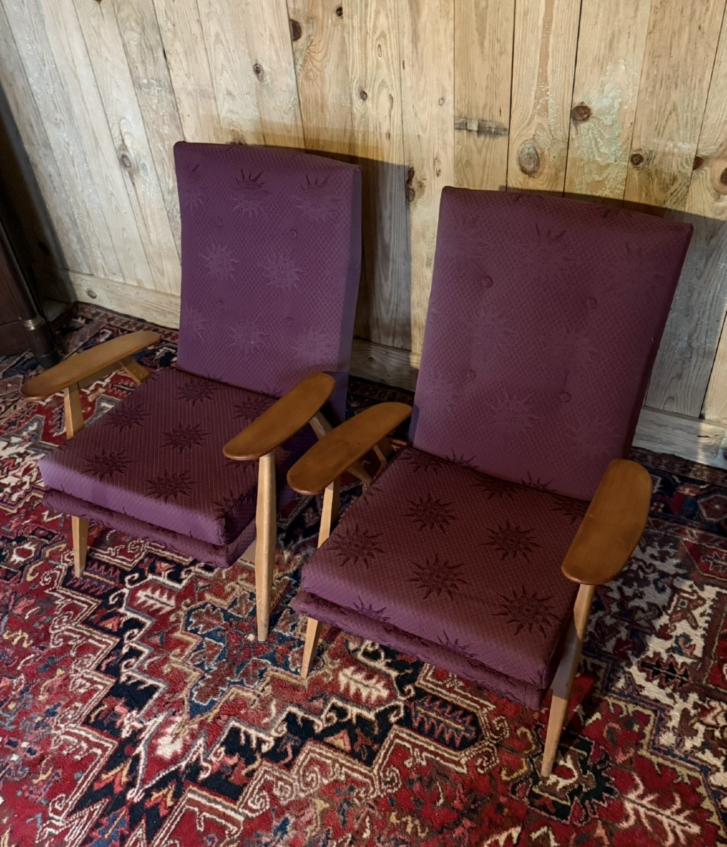 Steiner. Paire de fauteuils SK640 dessinés par Pierre Guariche .Circa 1950. -photo-1