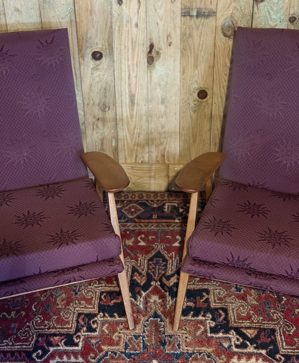 Steiner. Paire de fauteuils SK640 dessinés par Pierre Guariche .Circa 1950. -photo-3